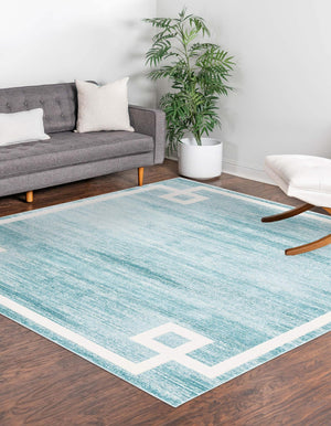 Turquoise 7' 10 x 7' 10 Jill Zarin Uptown Square Area Rug 70% Polypropylene & 30% Polyester  Contemporary Carpet for Living, Dining, Office, Bedroom for Sale at Rug Engine