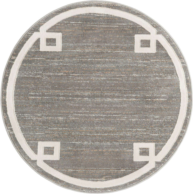 Gray 3' 3 x 3' 3 Jill Zarin Uptown Round Area Rug 70% Polypropylene & 30% Polyester  Contemporary Carpet for Living, Dining, Office, Bedroom for Sale at Rug Engine