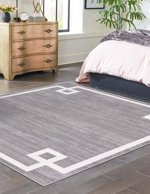 Gray 7' 10 x 7' 10 Jill Zarin Uptown Square Area Rug 70% Polypropylene & 30% Polyester  Contemporary Carpet for Living, Dining, Office, Bedroom for Sale at Rug Engine