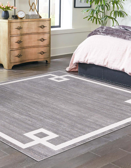 Gray 7' 10 x 7' 10 Jill Zarin Uptown Square Area Rug 70% Polypropylene & 30% Polyester  Contemporary Carpet for Living, Dining, Office, Bedroom for Sale at Rug Engine