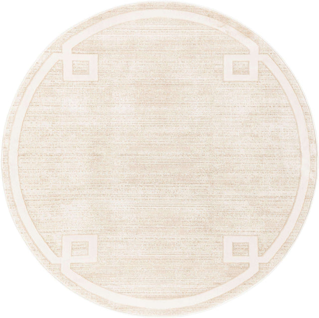 Beige 5' 3 x 5' 3 Jill Zarin Uptown Round Area Rug 70% Polypropylene & 30% Polyester  Contemporary Carpet for Living, Dining, Office, Bedroom for Sale at Rug Engine