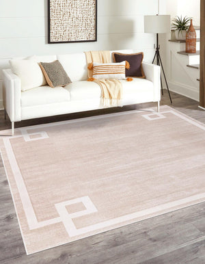 Beige 7' 10 x 7' 10 Jill Zarin Uptown Square Area Rug 70% Polypropylene & 30% Polyester  Contemporary Carpet for Living, Dining, Office, Bedroom for Sale at Rug Engine