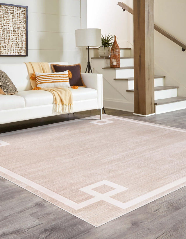 Beige 7' 10 x 7' 10 Jill Zarin Uptown Square Area Rug 70% Polypropylene & 30% Polyester  Contemporary Carpet for Living, Dining, Office, Bedroom for Sale at Rug Engine