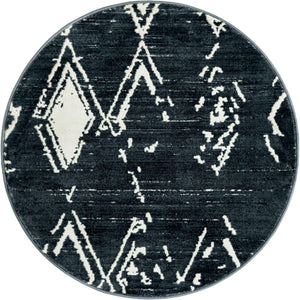 Navy Blue 3' 3 x 3' 3 Jill Zarin Uptown Round Area Rug 70% Polypropylene & 30% Polyester  Contemporary Carpet for Living, Dining, Office, Bedroom for Sale at Rug Engine