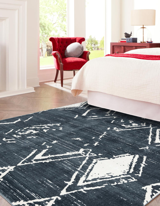 Navy Blue 7' 10 x 7' 10 Jill Zarin Uptown Square Area Rug 70% Polypropylene & 30% Polyester  Contemporary Carpet for Living, Dining, Office, Bedroom for Sale at Rug Engine