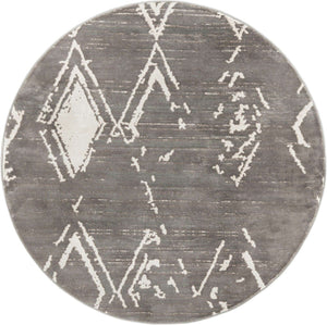 Gray 5' 3 x 5' 3 Jill Zarin Uptown Round Area Rug 70% Polypropylene & 30% Polyester  Contemporary Carpet for Living, Dining, Office, Bedroom for Sale at Rug Engine