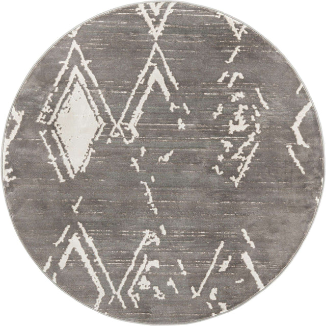 Gray 5' 3 x 5' 3 Jill Zarin Uptown Round Area Rug 70% Polypropylene & 30% Polyester  Contemporary Carpet for Living, Dining, Office, Bedroom for Sale at Rug Engine
