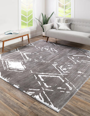 Gray 7' 10 x 7' 10 Jill Zarin Uptown Square Area Rug 70% Polypropylene & 30% Polyester  Contemporary Carpet for Living, Dining, Office, Bedroom for Sale at Rug Engine
