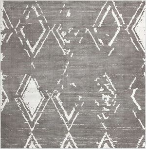 Gray 7' 10 x 7' 10 Jill Zarin Uptown Square Area Rug 70% Polypropylene & 30% Polyester  Contemporary Carpet for Living, Dining, Office, Bedroom for Sale at Rug Engine