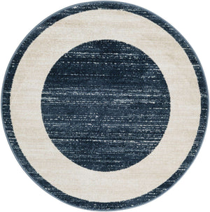 Navy Blue 3' 3 x 3' 3 Jill Zarin Uptown Round Area Rug 70% Polypropylene & 30% Polyester  Contemporary Carpet for Living, Dining, Office, Bedroom for Sale at Rug Engine