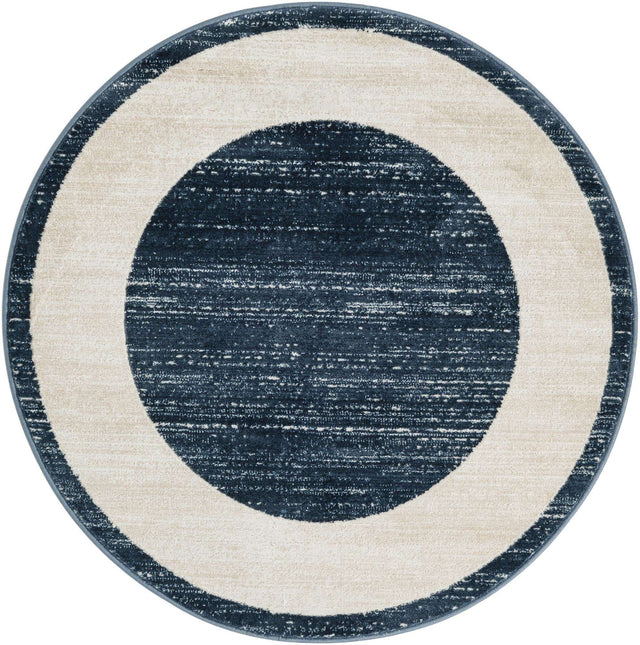 Navy Blue 3' 3 x 3' 3 Jill Zarin Uptown Round Area Rug 70% Polypropylene & 30% Polyester  Contemporary Carpet for Living, Dining, Office, Bedroom for Sale at Rug Engine