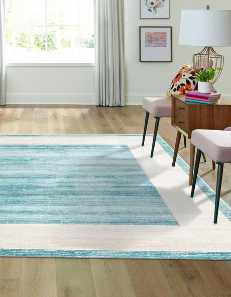 Turquoise 7' 10 x 7' 10 Jill Zarin Uptown Square Area Rug 70% Polypropylene & 30% Polyester  Contemporary Carpet for Living, Dining, Office, Bedroom for Sale at Rug Engine