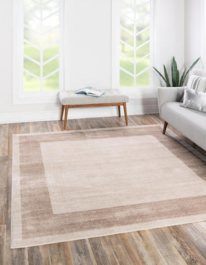 Beige 7' 10 x 7' 10 Jill Zarin Uptown Square Area Rug 70% Polypropylene & 30% Polyester  Contemporary Carpet for Living, Dining, Office, Bedroom for Sale at Rug Engine