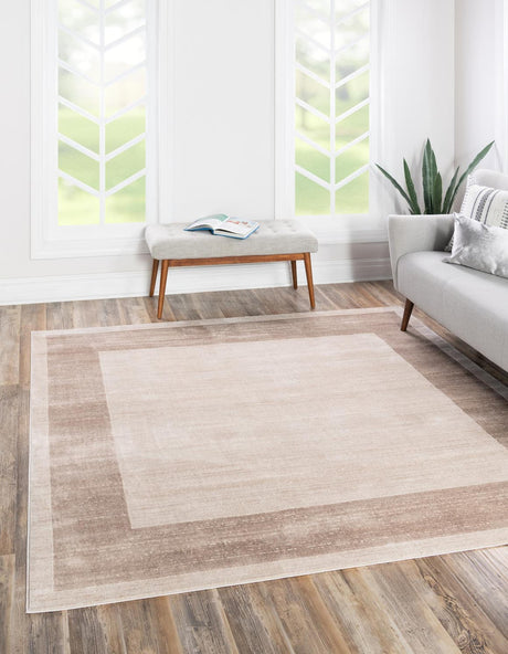 Beige 7' 10 x 7' 10 Jill Zarin Uptown Square Area Rug 70% Polypropylene & 30% Polyester  Contemporary Carpet for Living, Dining, Office, Bedroom for Sale at Rug Engine