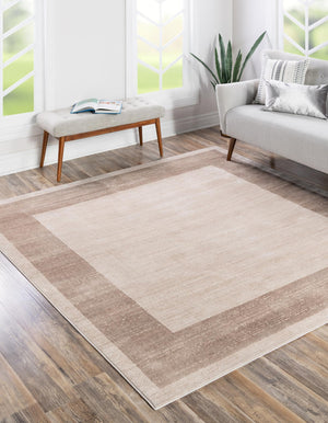 Beige 7' 10 x 7' 10 Jill Zarin Uptown Square Area Rug 70% Polypropylene & 30% Polyester  Contemporary Carpet for Living, Dining, Office, Bedroom for Sale at Rug Engine