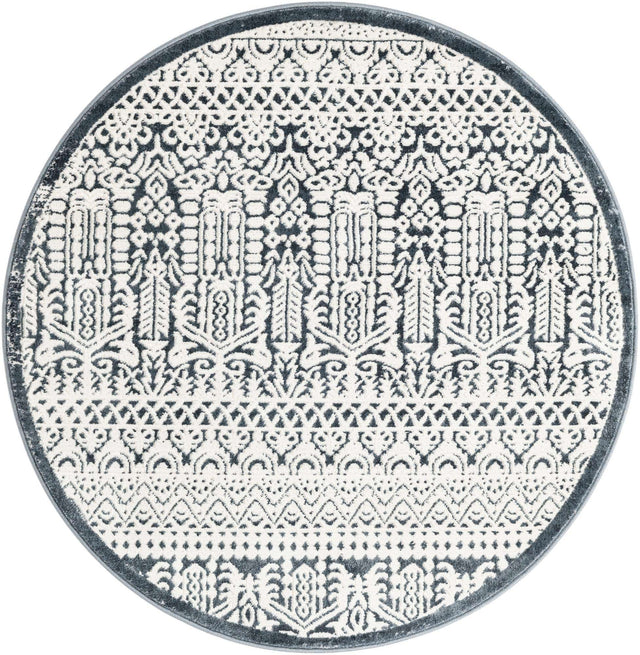 Blue 3' 3 x 3' 3 Jill Zarin Uptown Round Area Rug 70% Polypropylene & 30% Polyester  Contemporary Carpet for Living, Dining, Office, Bedroom for Sale at Rug Engine