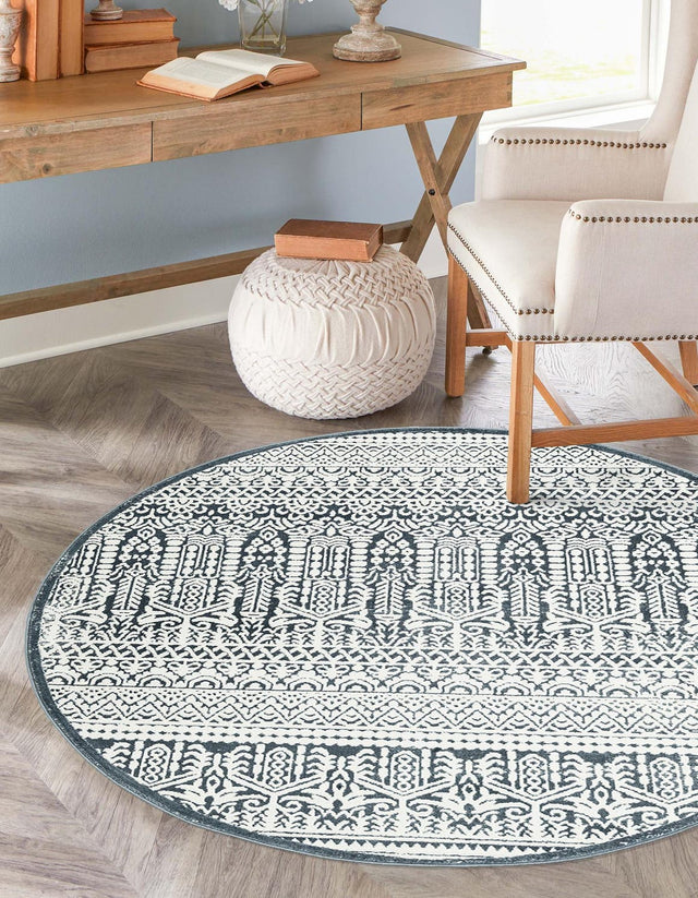 Blue 3' 3 x 3' 3 Jill Zarin Uptown Round Area Rug 70% Polypropylene & 30% Polyester  Contemporary Carpet for Living, Dining, Office, Bedroom for Sale at Rug Engine