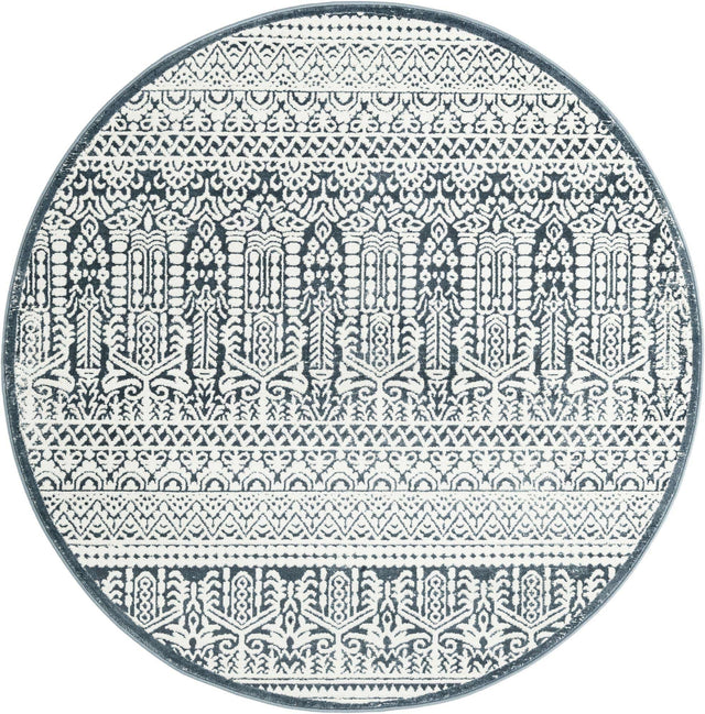 Blue 5' 3 x 5' 3 Jill Zarin Uptown Round Area Rug 70% Polypropylene & 30% Polyester  Contemporary Carpet for Living, Dining, Office, Bedroom for Sale at Rug Engine