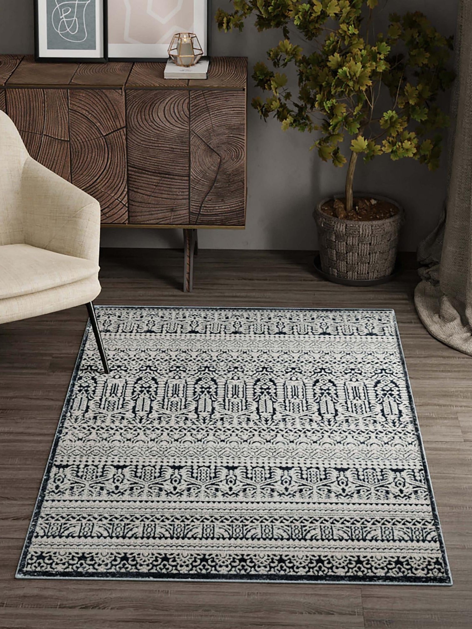 Blue 7' 10 x 10' Jill Zarin Uptown Rectangle Area Rug 70% Polypropylene & 30% Polyester  Contemporary Carpet for Living, Dining, Office, Bedroom for Sale at Rug Engine