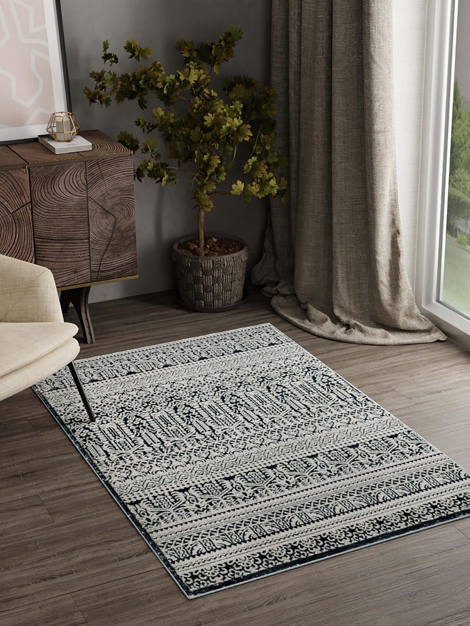 Blue 7' 10 x 10' Jill Zarin Uptown Rectangle Area Rug 70% Polypropylene & 30% Polyester  Contemporary Carpet for Living, Dining, Office, Bedroom for Sale at Rug Engine
