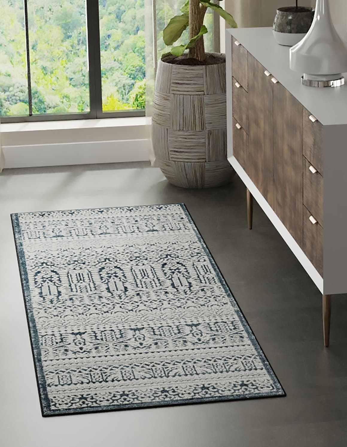 Blue 2' 2 x 6' 1 Jill Zarin Uptown Runner Area Rug 70% Polypropylene & 30% Polyester  Contemporary Carpet for Living, Dining, Office, Bedroom for Sale at Rug Engine