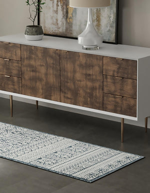 Blue 2' 2 x 6' 1 Jill Zarin Uptown Runner Area Rug 70% Polypropylene & 30% Polyester  Contemporary Carpet for Living, Dining, Office, Bedroom for Sale at Rug Engine