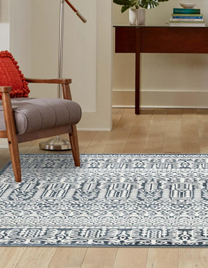Blue 7' 10 x 7' 10 Jill Zarin Uptown Square Area Rug 70% Polypropylene & 30% Polyester  Contemporary Carpet for Living, Dining, Office, Bedroom for Sale at Rug Engine