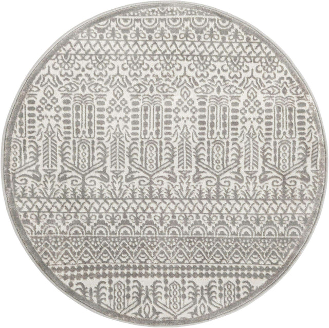 Gray 3' 3 x 3' 3 Jill Zarin Uptown Round Area Rug 70% Polypropylene & 30% Polyester  Contemporary Carpet for Living, Dining, Office, Bedroom for Sale at Rug Engine