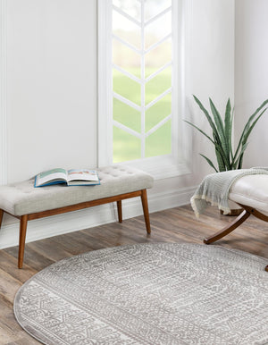 Gray 5' 3 x 5' 3 Jill Zarin Uptown Round Area Rug 70% Polypropylene & 30% Polyester  Contemporary Carpet for Living, Dining, Office, Bedroom for Sale at Rug Engine