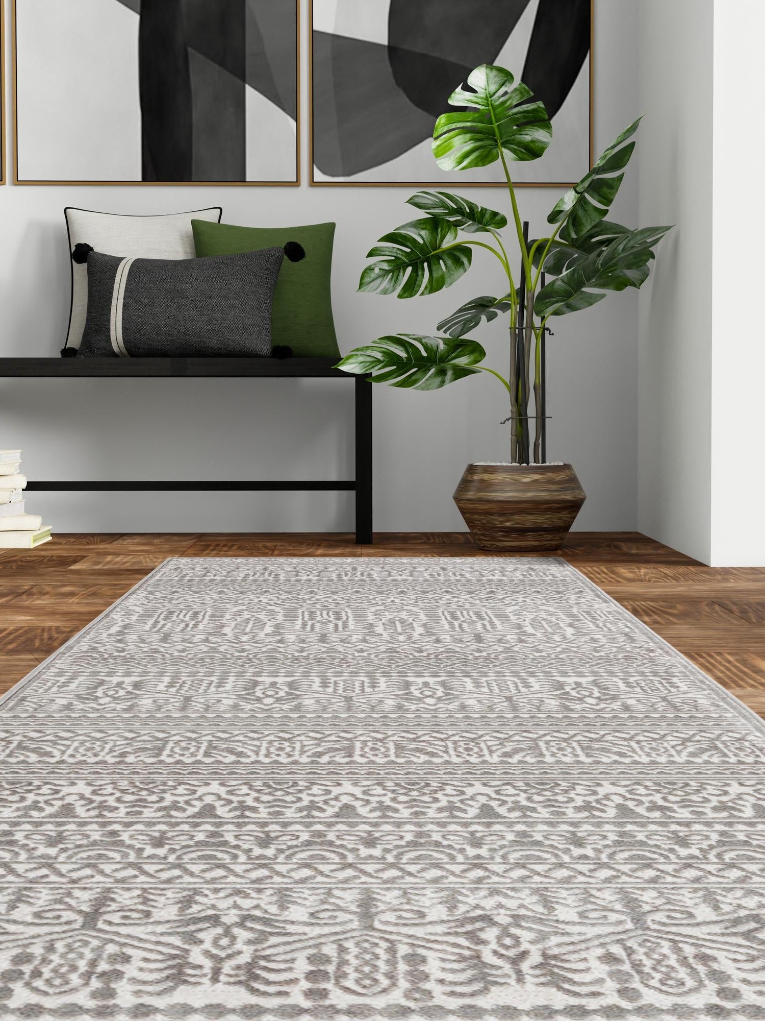 Gray 2' 2 x 6' 1 Jill Zarin Uptown Runner Area Rug 70% Polypropylene & 30% Polyester  Contemporary Carpet for Living, Dining, Office, Bedroom for Sale at Rug Engine
