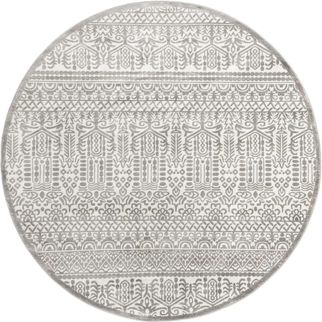 Gray 7' 10 x 7' 10 Jill Zarin Uptown Round Area Rug 70% Polypropylene & 30% Polyester  Contemporary Carpet for Living, Dining, Office, Bedroom for Sale at Rug Engine