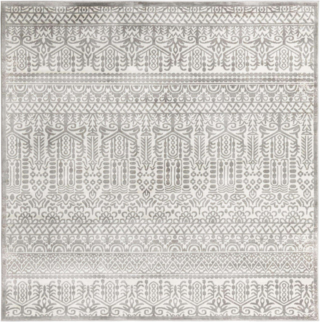 Gray 7' 10 x 7' 10 Jill Zarin Uptown Square Area Rug 70% Polypropylene & 30% Polyester  Contemporary Carpet for Living, Dining, Office, Bedroom for Sale at Rug Engine