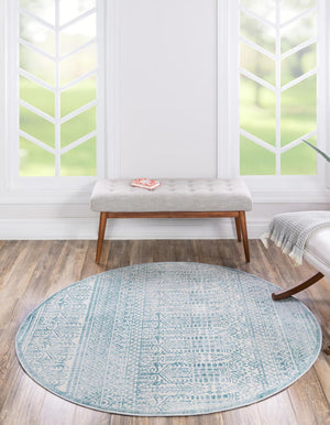 Teal 7' 10 x 7' 10 Jill Zarin Uptown Round Area Rug 70% Polypropylene & 30% Polyester  Contemporary Carpet for Living, Dining, Office, Bedroom for Sale at Rug Engine