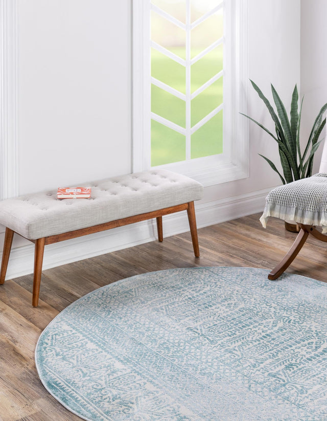 Teal 7' 10 x 7' 10 Jill Zarin Uptown Round Area Rug 70% Polypropylene & 30% Polyester  Contemporary Carpet for Living, Dining, Office, Bedroom for Sale at Rug Engine