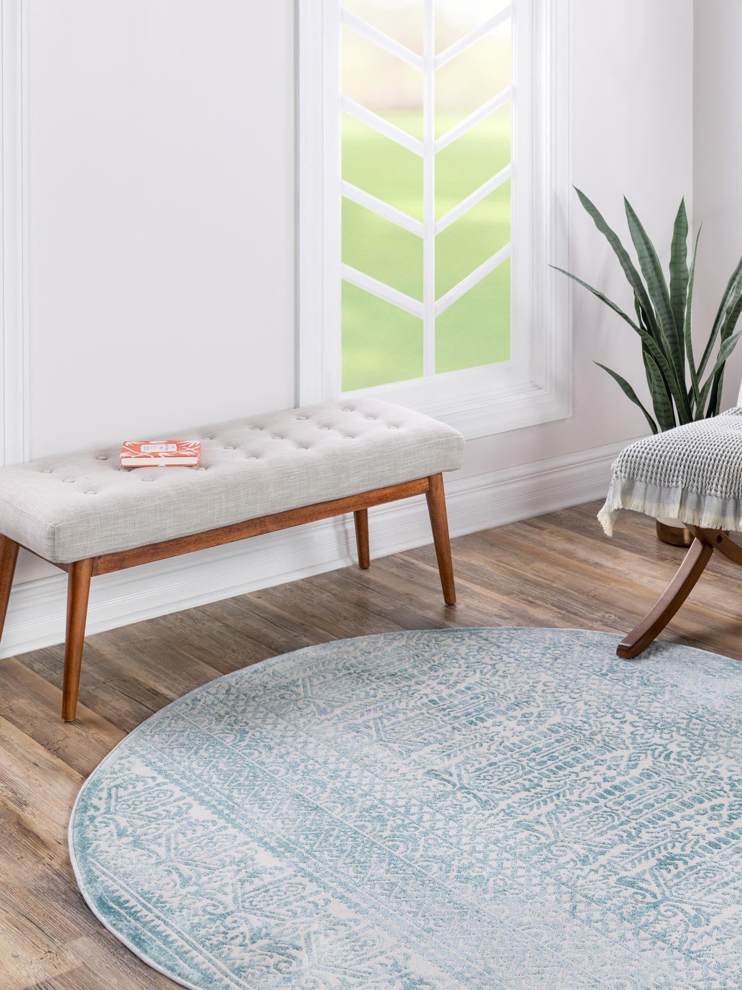 Teal 5' 3 x 5' 3 Jill Zarin Uptown Round Area Rug 70% Polypropylene & 30% Polyester  Contemporary Carpet for Living, Dining, Office, Bedroom for Sale at Rug Engine