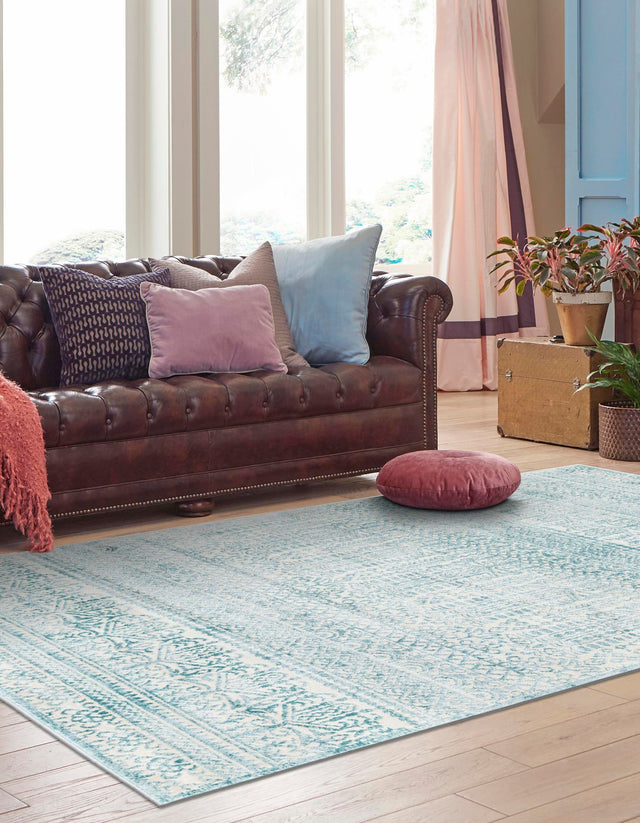 Teal 5' 3 x 8' Jill Zarin Uptown Rectangle Area Rug 70% Polypropylene & 30% Polyester  Contemporary Carpet for Living, Dining, Office, Bedroom for Sale at Rug Engine