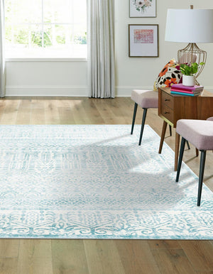 Teal 7' 10 x 7' 10 Jill Zarin Uptown Square Area Rug 70% Polypropylene & 30% Polyester  Contemporary Carpet for Living, Dining, Office, Bedroom for Sale at Rug Engine