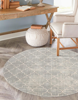 Gray 3' 3 x 3' 3 Jill Zarin Uptown Round Area Rug 70% Polypropylene & 30% Polyester  Contemporary Carpet for Living, Dining, Office, Bedroom for Sale at Rug Engine