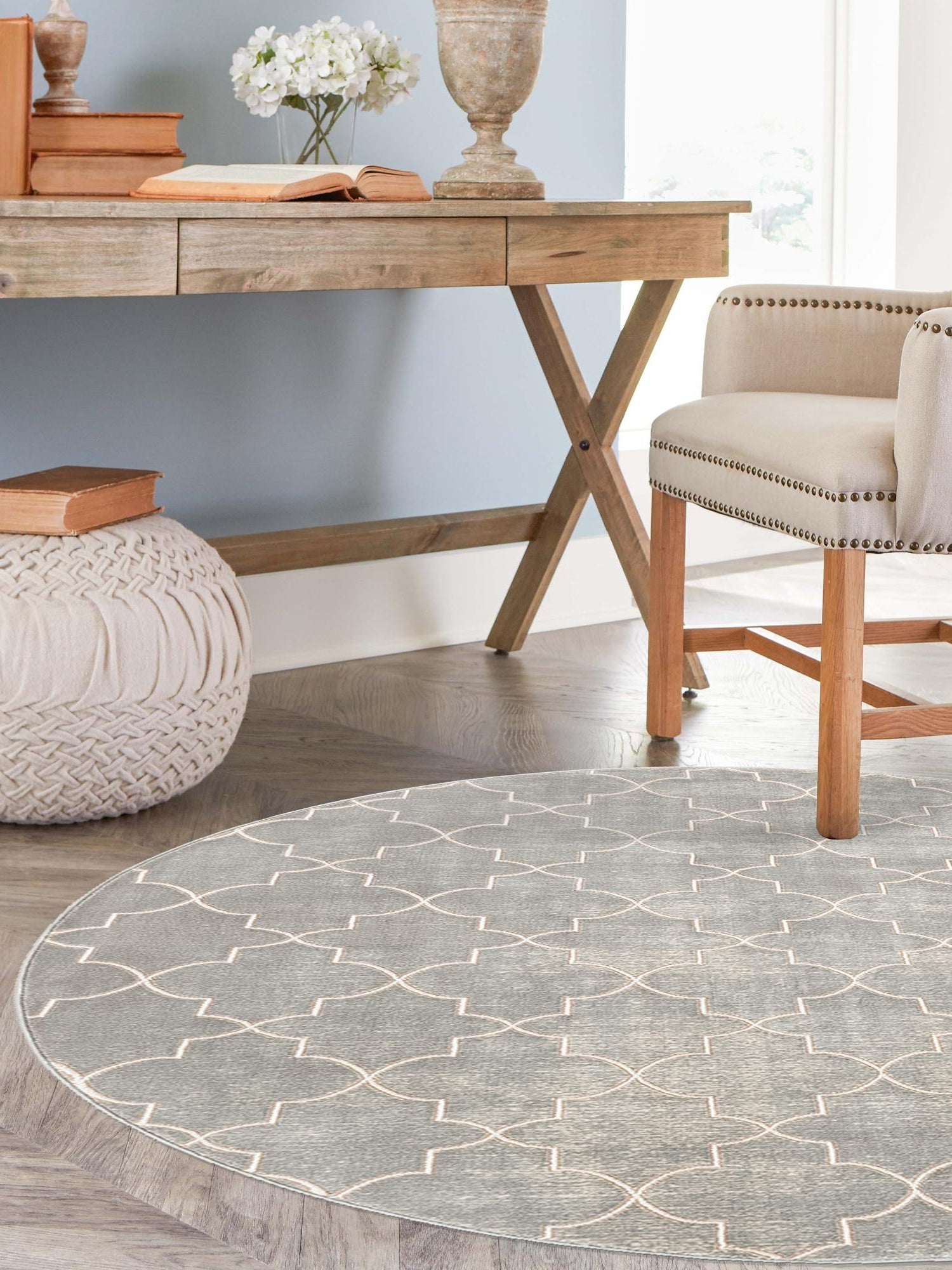 Gray 3' 3 x 3' 3 Jill Zarin Uptown Round Area Rug 70% Polypropylene & 30% Polyester  Contemporary Carpet for Living, Dining, Office, Bedroom for Sale at Rug Engine