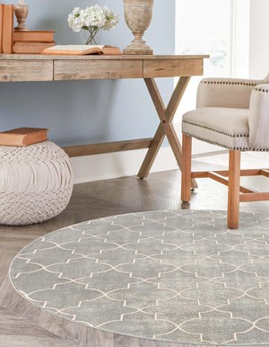Gray 3' 3 x 3' 3 Jill Zarin Uptown Round Area Rug 70% Polypropylene & 30% Polyester  Contemporary Carpet for Living, Dining, Office, Bedroom for Sale at Rug Engine