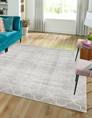 Gray 7' 10 x 7' 10 Jill Zarin Uptown Square Area Rug 70% Polypropylene & 30% Polyester  Contemporary Carpet for Living, Dining, Office, Bedroom for Sale at Rug Engine