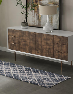Navy Blue 2' 2 x 6' 1 Jill Zarin Uptown Runner Area Rug 70% Polypropylene & 30% Polyester  Contemporary Carpet for Living, Dining, Office, Bedroom for Sale at Rug Engine