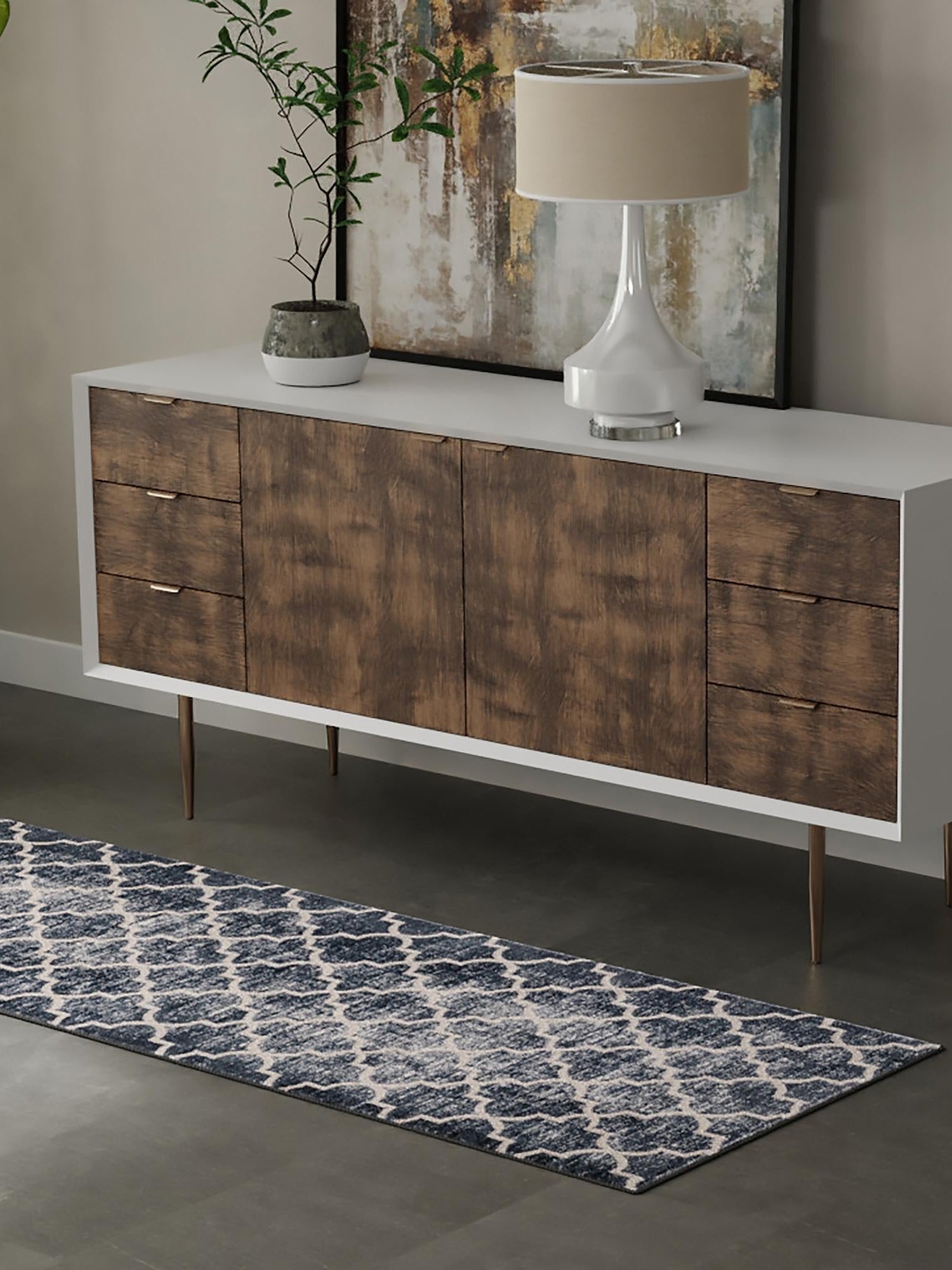 Navy Blue 2' 7 x 13' 11 Jill Zarin Uptown Runner Area Rug 70% Polypropylene & 30% Polyester  Contemporary Carpet for Living, Dining, Office, Bedroom for Sale at Rug Engine