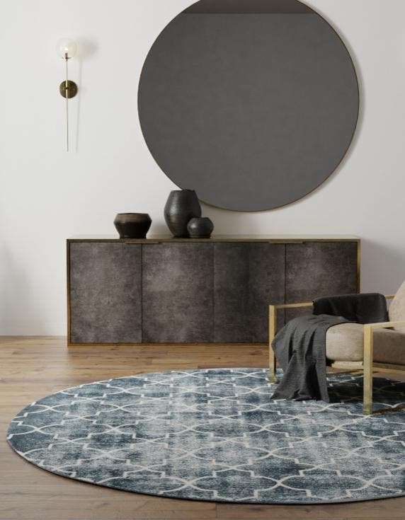 Navy Blue 3' 3 x 3' 3 Jill Zarin Uptown Round Area Rug 70% Polypropylene & 30% Polyester  Contemporary Carpet for Living, Dining, Office, Bedroom for Sale at Rug Engine