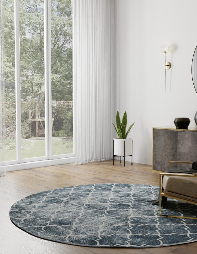 Navy Blue 5' 3 x 5' 3 Jill Zarin Uptown Round Area Rug 70% Polypropylene & 30% Polyester  Contemporary Carpet for Living, Dining, Office, Bedroom for Sale at Rug Engine