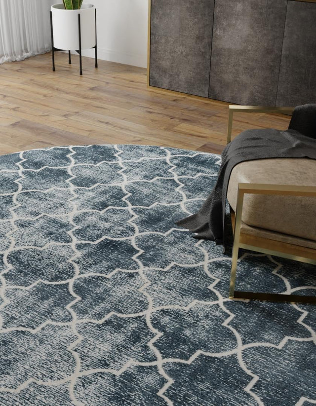 Navy Blue 5' 3 x 5' 3 Jill Zarin Uptown Round Area Rug 70% Polypropylene & 30% Polyester  Contemporary Carpet for Living, Dining, Office, Bedroom for Sale at Rug Engine