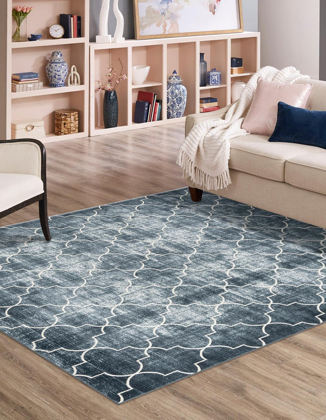 Navy Blue 7' 10 x 7' 10 Jill Zarin Uptown Square Area Rug 70% Polypropylene & 30% Polyester  Contemporary Carpet for Living, Dining, Office, Bedroom for Sale at Rug Engine