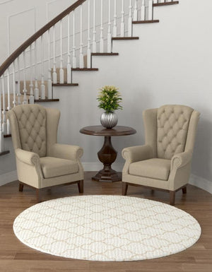 White 7' 10 x 7' 10 Jill Zarin Uptown Round Area Rug 70% Polypropylene & 30% Polyester  Contemporary Carpet for Living, Dining, Office, Bedroom for Sale at Rug Engine