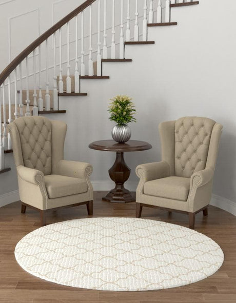 White 7' 10 x 7' 10 Jill Zarin Uptown Round Area Rug 70% Polypropylene & 30% Polyester  Contemporary Carpet for Living, Dining, Office, Bedroom for Sale at Rug Engine