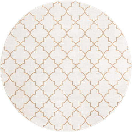 White 5' 3 x 5' 3 Jill Zarin Uptown Round Area Rug 70% Polypropylene & 30% Polyester  Contemporary Carpet for Living, Dining, Office, Bedroom for Sale at Rug Engine